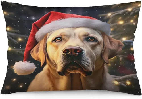 Miniatura 23 de Yellow Lab - Fundas de cojín de Navidad de 12 x 20 pulgadas, diseño de retrato de perro amarillo serio, labrador retriever, fundas de almohada