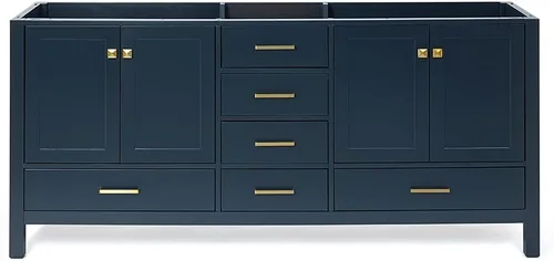 Miniatura 16 de ARIEL Cambridge - Mueble base de tocador de baño de 36 pulgadas, madera maciza, 2 puertas de cierre suave, 5 cajones de cola de milano