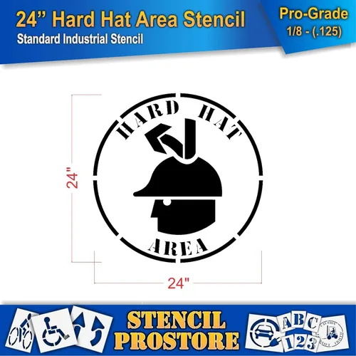 Miniatura 2 de Plantilla de marcado de piso de seguridad, plantilla de área de sombrero duro de 24 pulgadas, 24 x 24 x 1/8 pulgadas (128 mil), grado profesional