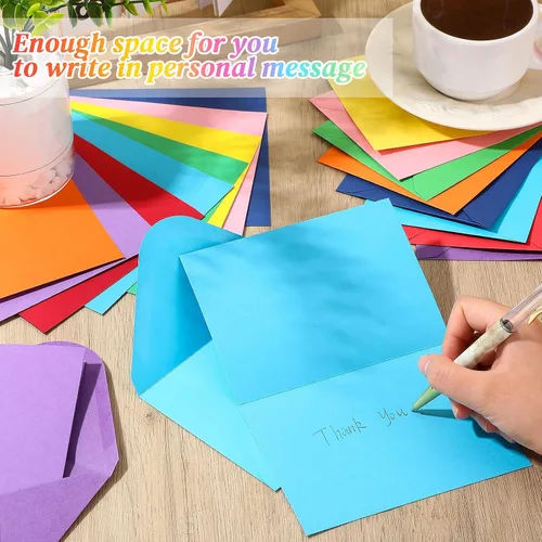 Miniatura 3 de Yeaqee Paquete de 200 tarjetas en blanco con sobres y calcomanías, tarjetas de notas de agradecimiento, sobres autoadhesivos, tarjetas