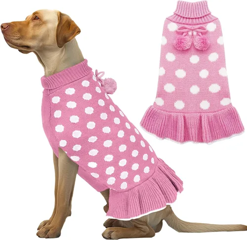Miniatura 18 de KYEESE Suéter para Perros para Perros Pequeños, abrigos cálidos para mascotas, ropa para perros de otoño e invierno, vestido con agujero para la 06#