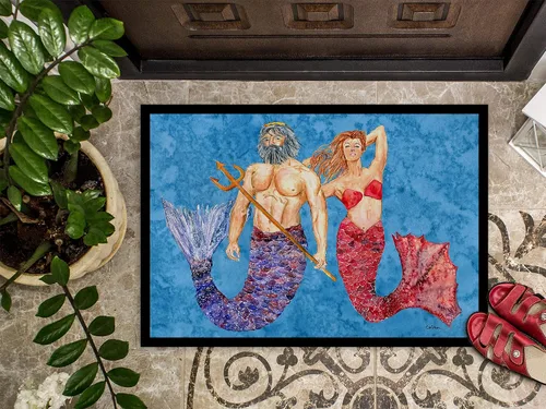 Miniatura 3 de Caroline's Treasures 8801MAT - Felpudo de sirena y merman de 18 x 27 pulgadas, para interiores y exteriores, para entrada, antideslizante, lavable
