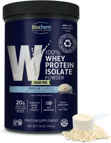 Miniatura 14 de Biochem Proteína en Polvo de Aislado de Suero 100%, Sabor Chocolate, 20g de Proteína de Vacas Alimentadas a Pasto, Apto para Dieta Cetogénica, Sin