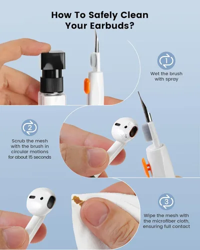 Miniatura 10 de Kit Limpiador para AirPod Pro 20 en 1 4 3 2 1 - Herramienta de Limpieza Multifunción para Auriculares, Teléfono, Laptop, Teclado, Pantalla - Punta