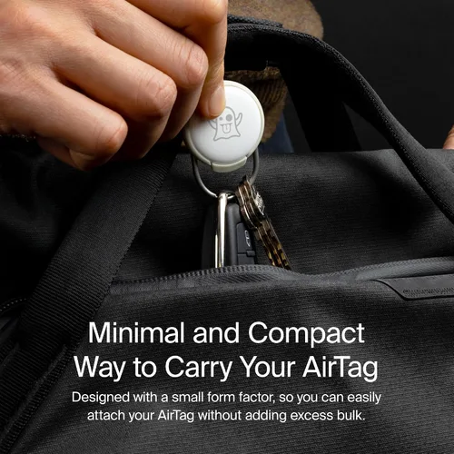 Miniatura 2 de Orbitkey Funda delgada para AirTag Fabricado con acero inoxidable y TPU Sostiene de forma segura tu Apple AirTag Se fija fácilmente a las Negro