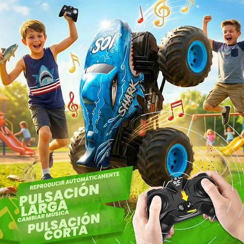 Miniatura 4 de BEZGAR Juguetes de Camiones Monstruo - Camión Monstruo de Control Remoto con Luz y Música, Juguetes de Dinosaurios para Niños, Camión RC a Escala