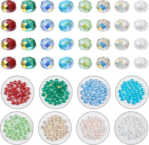 Miniatura 41 de Elecrelive 660 piezas Cuentas de Cristal Briolette de 4mm Cuentas de Vidrio Rondelle Color AB Cuentas de Vidrio Facetadas Sueltas para Bisutería