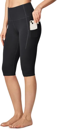 Ewedoos Leggings hasta la rodilla con bolsillos, pantalones capri para mujer, cintura alta, pantalones de yoga para entrenamiento casual de verano