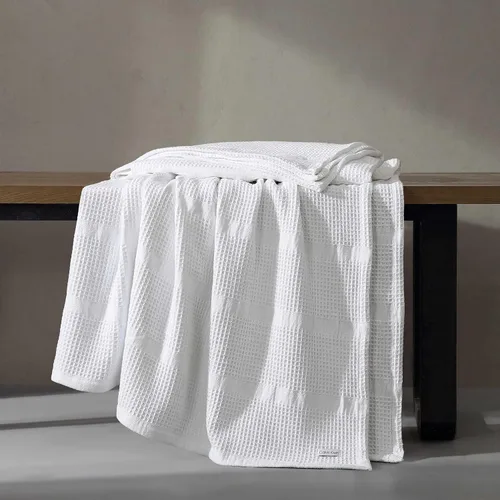 Miniatura 5 de Calvin Klein - Manta Queen, ropa de cama de algodón suave, manta de cama de peso medio (blanco, Queen)