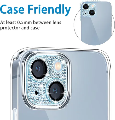 Miniatura 96 de Protector de lente de cámara diseñado para iPhone 12 Pro Max, con diamantes de imitación 3D con diamantes de imitación 9H, vidrio templado, Rosado
