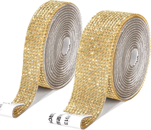 2 rollos/4 yardas de cinta autoadhesiva de diamantes de imitación de cristal, calcomanía de diamantes de imitación para decoración de auto y regalo