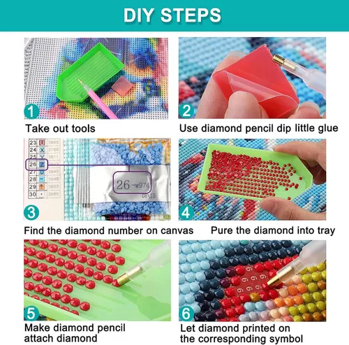 Miniatura 6 de LELEMON Kits de arte de diamantes para adultos, kits de pintura de diamantes de colibrí para adultos, kit de pintura de diamante 5D con accesorios