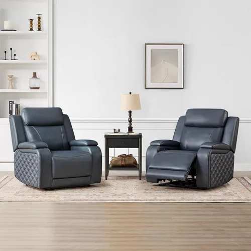 Miniatura 8 de Watson & Whitely Sillas reclinables eléctricas de cuero genuino para adultos, reclinables de gravedad cero con reposacabezas eléctrico