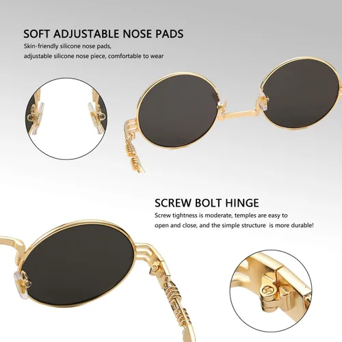 Miniatura 4 de DeBuff Gafas de sol retro redondas steampunk hippie