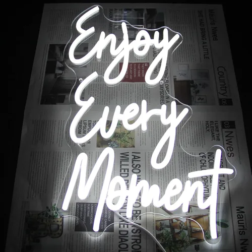 Miniatura 7 de Disfruta Cada Momento Letreros de Neón para Pared Letras de Neón Blancas Luces LED Letrero de Letras Dimmable Luces Iluminadas para Dormitorio Bar