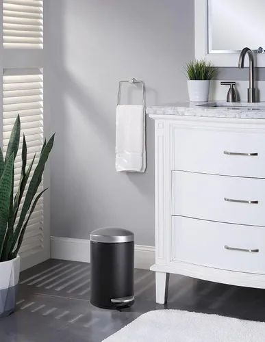Miniatura 2 de SunnyPoint Cubo de basura redondo de 4.5 litros (1.2 galones) con cubo interior de plástico; baño, oficina, cocina y dormitorio con paso y cierre