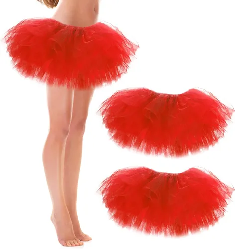 Miniatura 28 de Paquete de 3 faldas tutú para mujeres, adolescentes y adultos, 5 capas hinchadas clásicas de tul para mujeres, ballet, correr, fiesta, disfraz