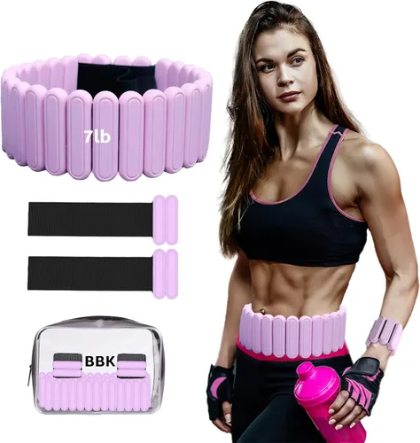 Miniatura 11 de Cinturón con peso ajustable de silicona para mujeres y hombres – Cinturón con peso para caminar y hacer ejercicio con pesas extraíbles – Gimnasio