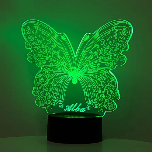 Luz nocturna personalizada con nombre personalizado, lámpara de mariposa 3D con cargador USB para niñas, mesa de dormitorio, decoración del hogar,