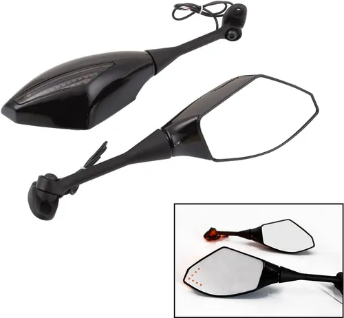 Miniatura 9 de DREAMIZER Espejos retrovisores para motocicleta con luz de señal de giro integrada, espejo de manillar compatible con CBR500RR CBR600RR CBR1000RR