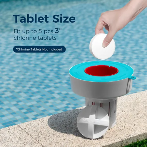 Miniatura 2 de Dispensador de tabletas de piscina para tabletas de 3 pulgadas, soporte flotante para tableta con recordatorio y 3 ajustes ajustables, flotante