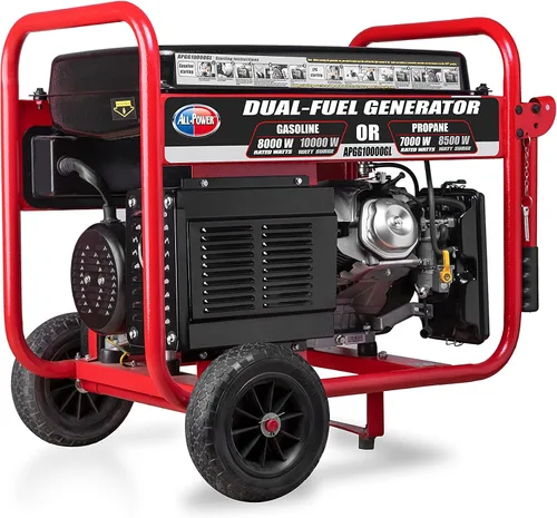 Miniatura 6 de All Power America - Generador de combustible doble de 10000 W, con arranque eléctrico, portátil, APGG10000GL 10000W, gas/propano, color rojo/negro
