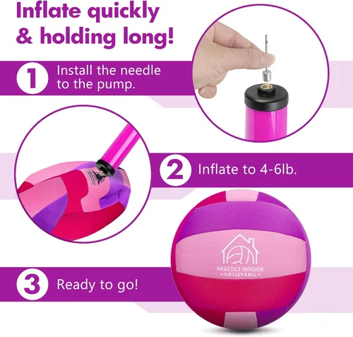 Miniatura 6 de Soft Indoor Volleyballs for Practicing Inside House and Yard, Safe and Silent Volleyball for Girls Boys Kids Youth Beginners Training Birthday Rosa