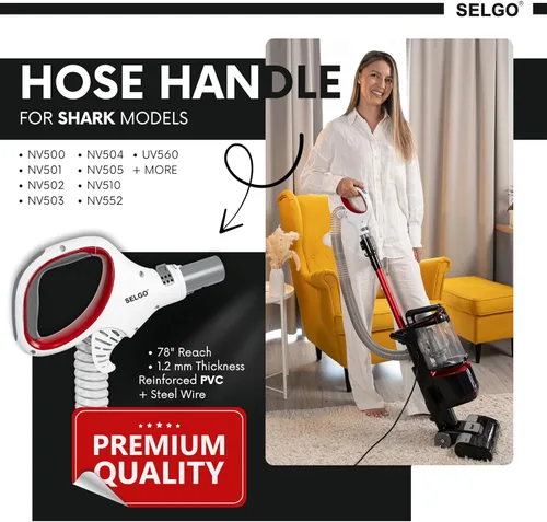 Miniatura 2 de Selgo - Manija de manguera OEM mejorada para los modelos NV500, NV501, NV502, NV503, NV504, UV560 y UV561 - Accesorios para aspiradora Shark Rotator