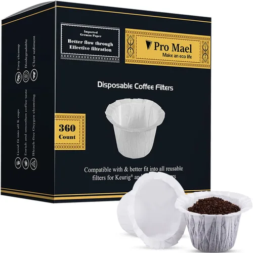 Miniatura 11 de Pro Mael Filtros de café desechables K Cup de papel para cafeteras Keurig de una sola porción 1.0 y 2.0, uso con cápsulas reutilizables K Cup
