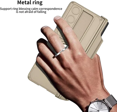 Miniatura 7 de Wefor Funda para Samsung Galaxy Z Fold 4 con soporte para S Pen (protección de bisagra), soporte magnético de anillo de 360°, cubierta de cámara