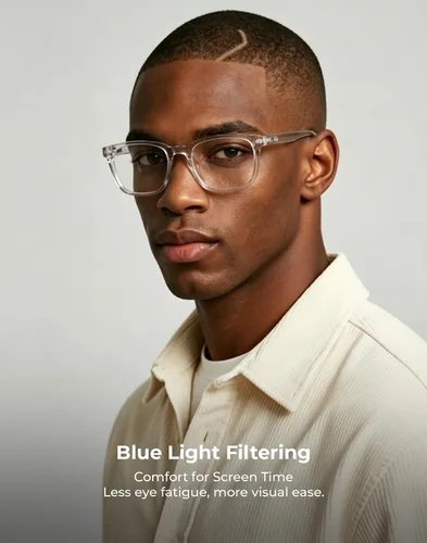 Miniatura 2 de TIJN Lentes de bloqueo de luz azul para mujeres y hombres, marco transparente cuadrado, anteojos nerd anti luz azul, gafas para pantalla