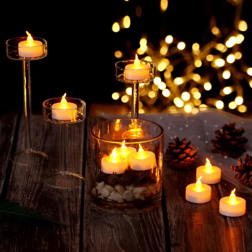 Miniatura 4 de AGPTEK Función de temporizador, paquete de 24 velas LED sin llama, incluye CR2032 y batería reemplazable, amarillo cálido, paquete de 24 velas