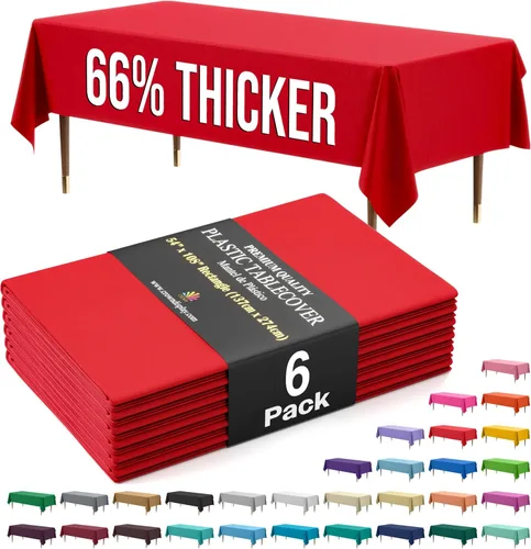 Miniatura 77 de Exquisite 66% Thicker Premium Plastic Table Cloth Rectangle Table Cover 0.5 Mil 6 Pack Aqua Table Cloth 54 Inch x 108 Inch Disposable Tablecloth
