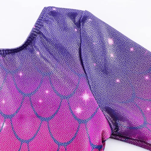Miniatura 38 de HOZIY - Leotardos de manga larga para niñas, de gimnasia, para niños pequeños, trajes florales de unicornio, galaxia, arco iris, patrón de rayas