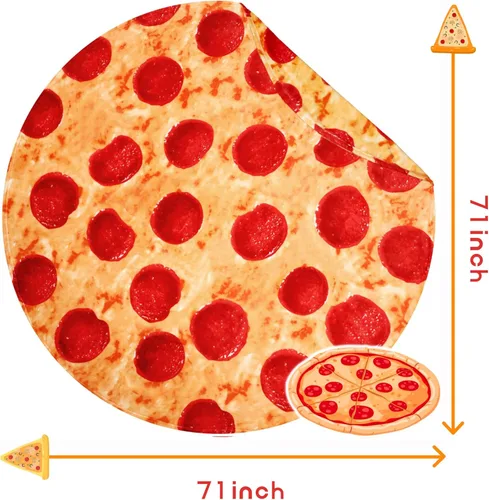 Miniatura 9 de Bnuitland Manta de pizza divertida de 71 pulgadas, 300 GSM Manta gigante de doble cara, novedosa y realista de comida con bolsa para adultos y Rojo