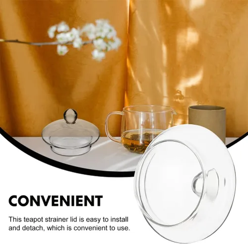Miniatura 5 de Angoily Tetera de vidrio para tetera, 4 piezas, tapa de tetera de repuesto, tapas de coladores de té, tapas sueltas para tetera de té, cubierta