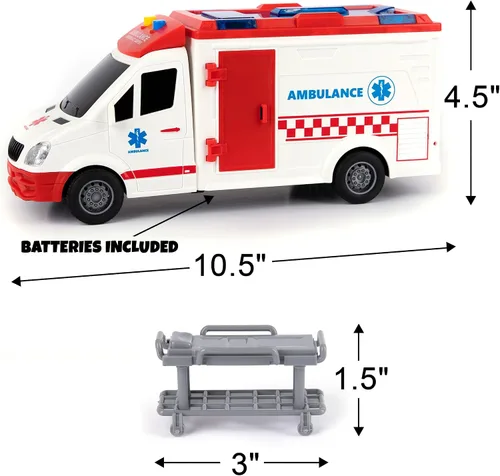 Miniatura 4 de ArtCreativity Camión de juguete de ambulancia para niños, luces y sirena, ambulancia de juguete de rescate a escala 1/16, juguetes de ambulancia