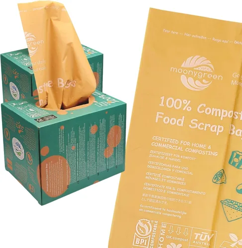 Miniatura 11 de Bolsas de basura compostables, 2.6 galones, 9.84 litros, 200 unidades, extragruesas, desechos de alimentos, pequeñas bolsas de basura de cocina, US
