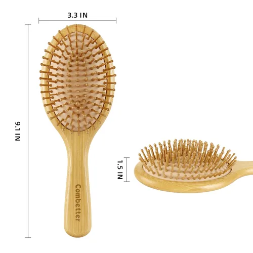 Miniatura 6 de 1 cepillo de pelo de bambú para pelo de Culy peine de dientes anchos Combetter