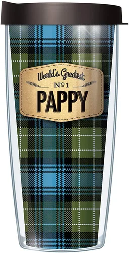 Miniatura 7 de Signature Tumblers World's Greatest No. 1 Gramps Wrap on Blue Flannel Taza de viaje de doble pared de 16 onzas con tapa negra Easy Sip