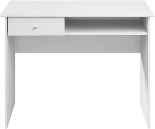 Miniatura 4 de Bush Home Cabot - Escritorio pequeño de 40 W con cajón y estante en color blanco, mesa de trabajo compacta para oficina en casa o sala de estar