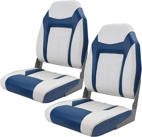 Miniatura 12 de Premium Marine - Un par de asientos plegables para barco con respaldo bajo/respaldo alto, asientos marinos de pesca con tornillos de acero inoxidable
