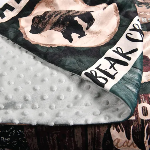 Miniatura 4 de Manta personalizada de camuflaje con diseño de ciervos y osos, conejo, lobo y bosque, manta de bebé con lunares minky para niños y niñas, manta a