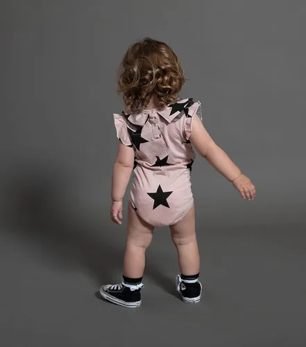Miniatura 6 de NUNUNU Enterizo de manga corta para bebé, 100% algodón, unisex para niñas y niños
