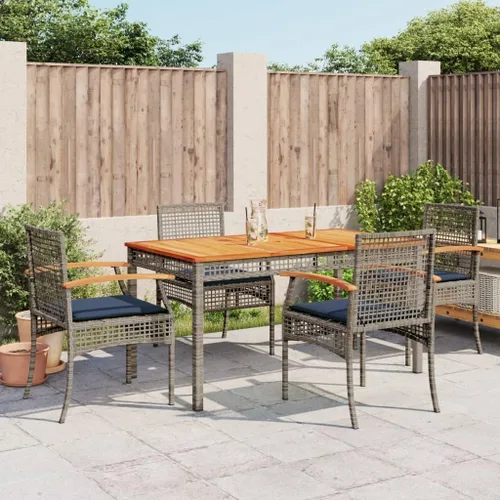 5-Piece Patio Dining Set Outdoor Furniture Grey Synthetic PE Rattan Modern Design for Garden, Balcony, and Porch