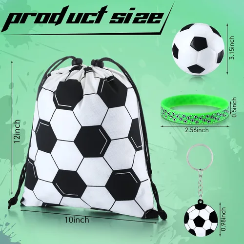 Miniatura 3 de Nuogo - Juego de 48 piezas de regalos de fútbol, regalos de fútbol, 12 piezas, bolsas de regalo, pulseras, mini bolas antiestrés, llavero
