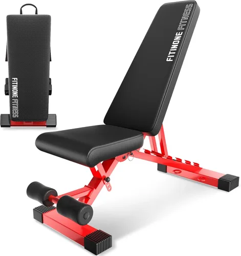 FitinOne Banco de pesas ajustable, banco de entrenamiento plegable de 800 libras para gimnasio en casa, prensa de banco plano inclinada con plegado