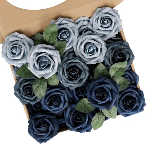 Miniatura 72 de N&T NIETING 25 unidades de flores artificiales, Rosas de espuma artificial de sensación real al tacto, decoración para boda, dama de honor, ramo