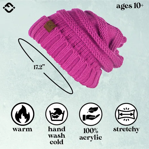 Miniatura 176 de Funky Junque Gorro de moda de punto trenzado de talla extragrande, grueso, abrigado, suave y holgado