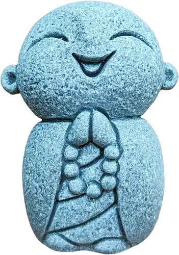 Miniatura 10 de livelyfish Estatua de monje rezante de Bosatsu de Bosatsu japonés de Buda Bosatsu Feng Shui, piedra arenisca feliz/sonriente en miniatura, adorno